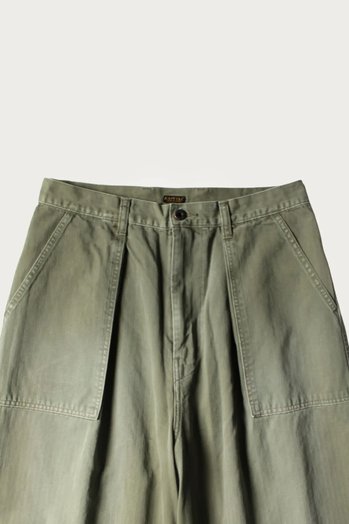 Pants<Kapital Herringbone FATIGUE Baggy Pants - Khaki