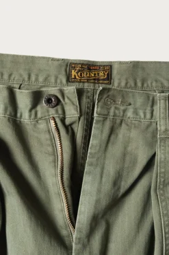 Pants<Kapital Herringbone FATIGUE Baggy Pants (RUSHFILED Remake) - Khaki