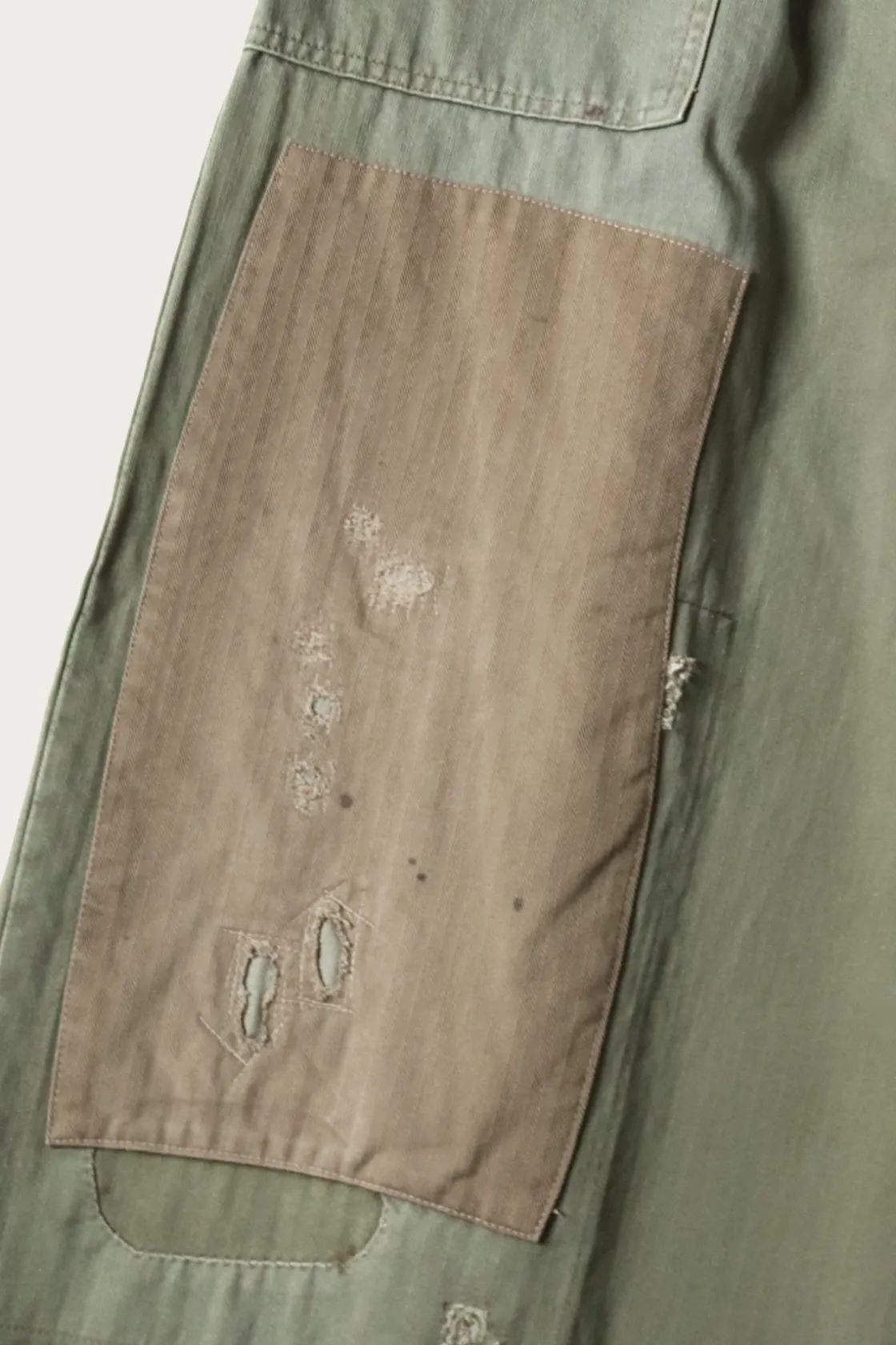 Pants<Kapital Herringbone FATIGUE Baggy Pants (RUSHFILED Remake) - Khaki