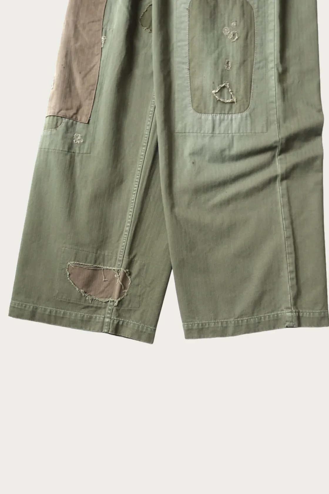 Pants<Kapital Herringbone FATIGUE Baggy Pants (RUSHFILED Remake) - Khaki