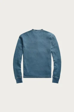 Shirts<RRL Indigo Jacquard-Knit Henley Shirt - Washed Blue Indigo