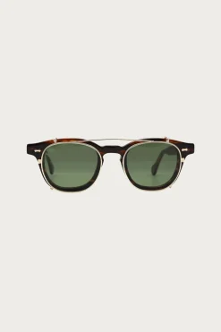Eyewear|Accessories<Shady Character Eyewear James Dean Clip Set - Arnie - Indiana Brown/Green Clip