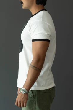 Shirts<Kapital 20/-Jersey Ringer T (DENIM MEN LOVE CATS SCRATCH) - White
