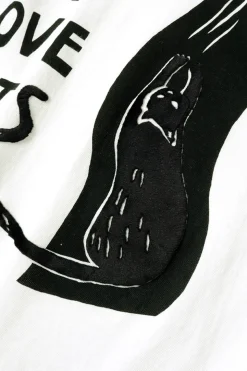 Shirts<Kapital 20/-Jersey Ringer T (DENIM MEN LOVE CATS SCRATCH) - White