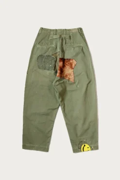Pants<Kapital Katsuragi Cotton High Waist NIME Pants (Gypsy Patch Remake) - Khaki