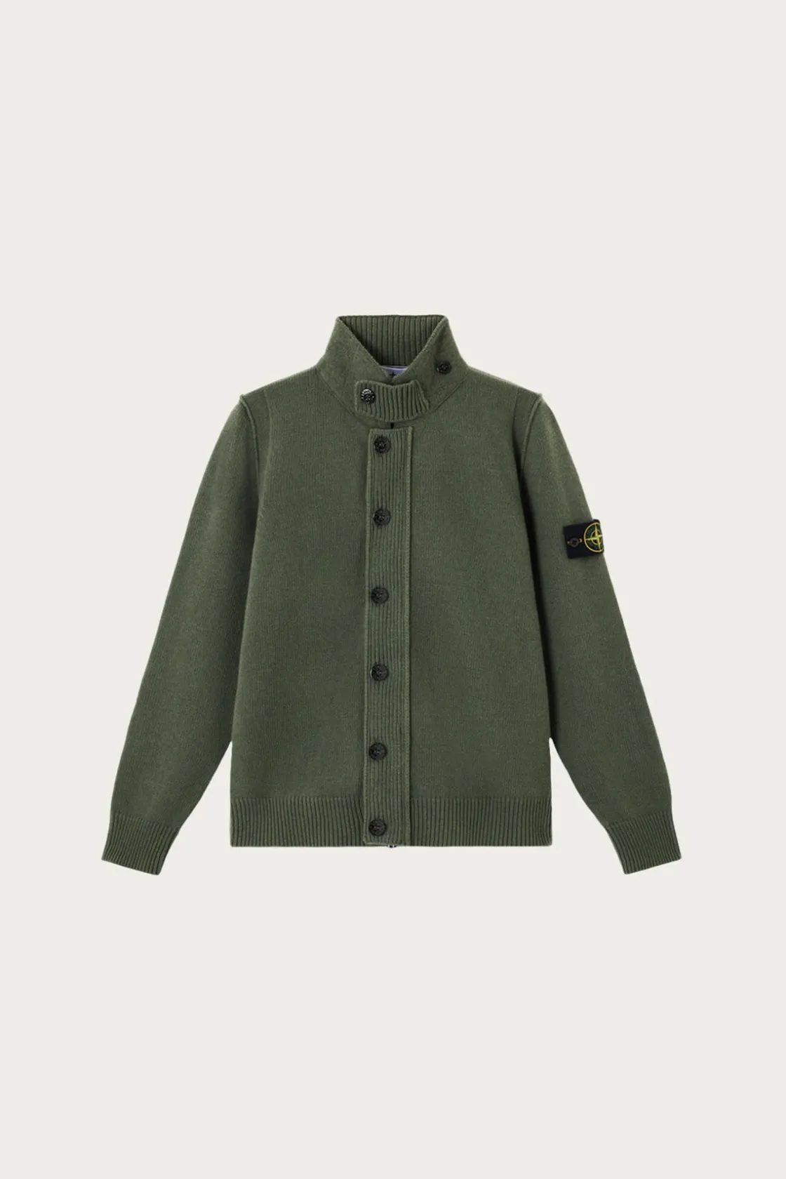 Sweaters<Stone Island Lambswool Cardigan - Military Green
