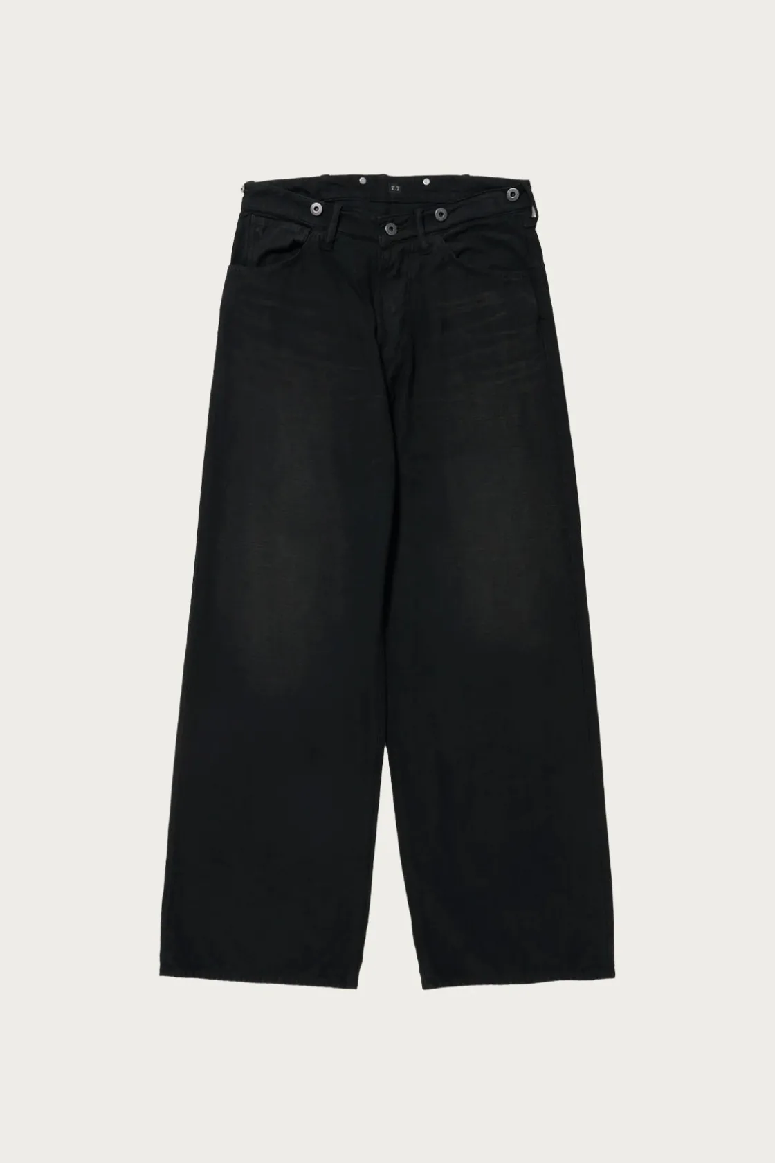 Pants<Taiga Takahashi Lot. 209 Buckle-Backed Trousers - Damaged Sumi Dyed Black