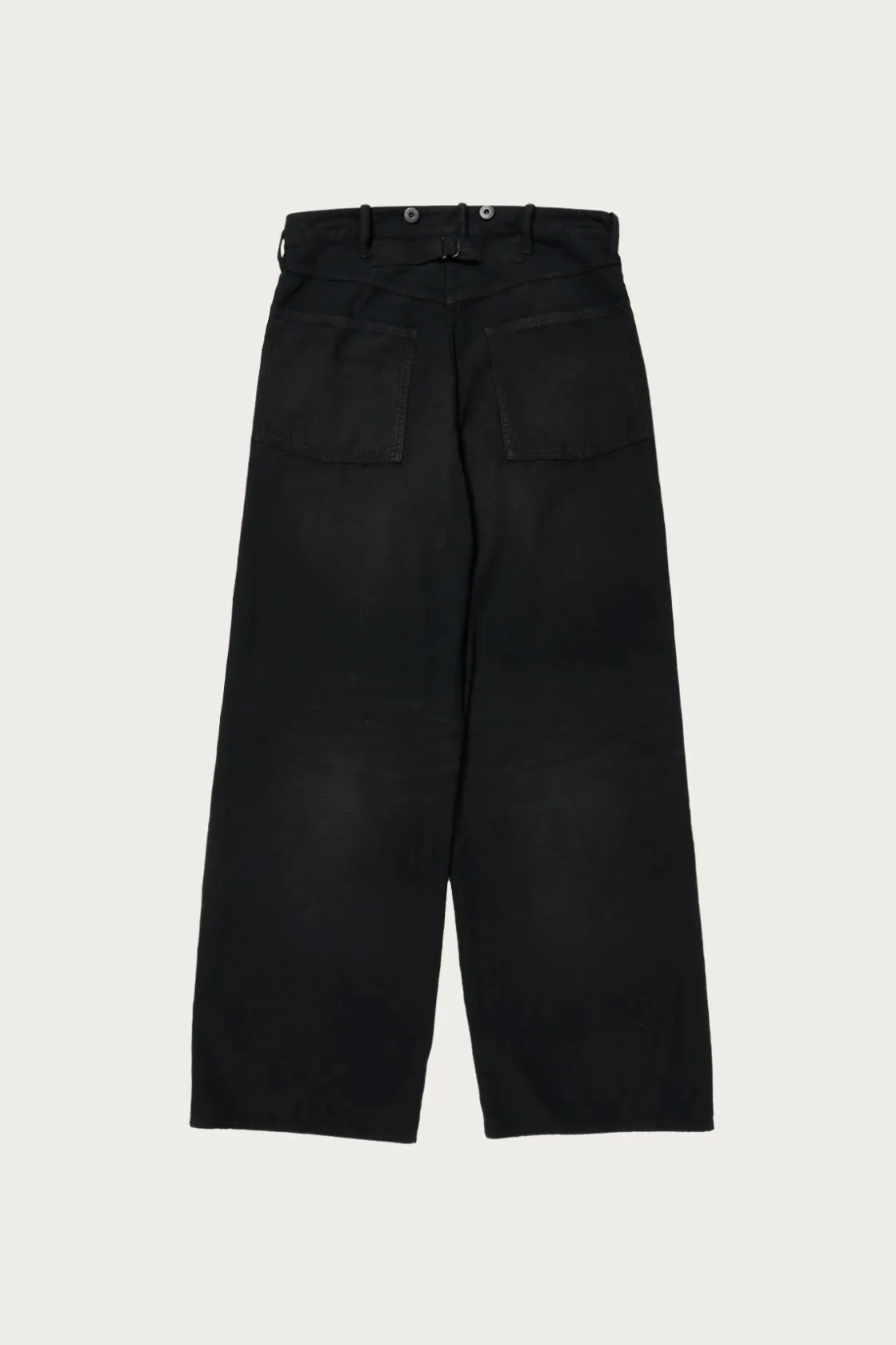 Pants<Taiga Takahashi Lot. 209 Buckle-Backed Trousers - Damaged Sumi Dyed Black