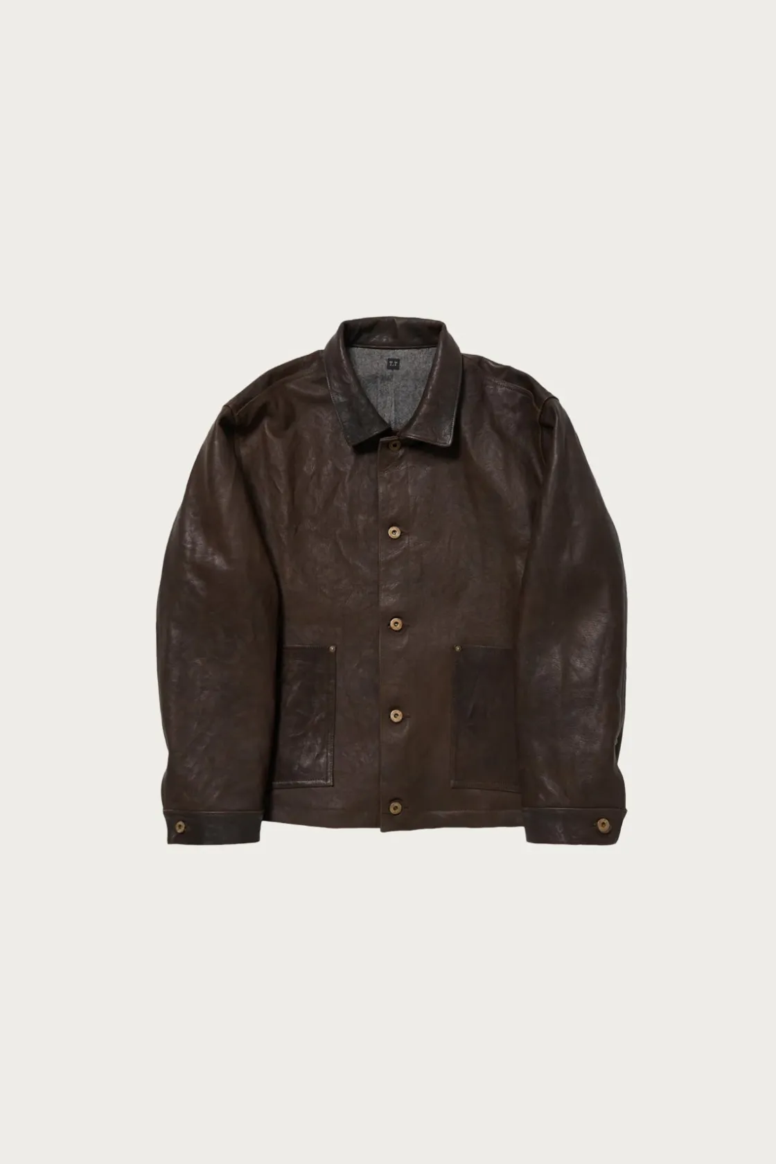 Coats, Jackets, And Vests<Taiga Takahashi Lot. 804 Leather Jacket c. 1930s - Mud Dyed Brown