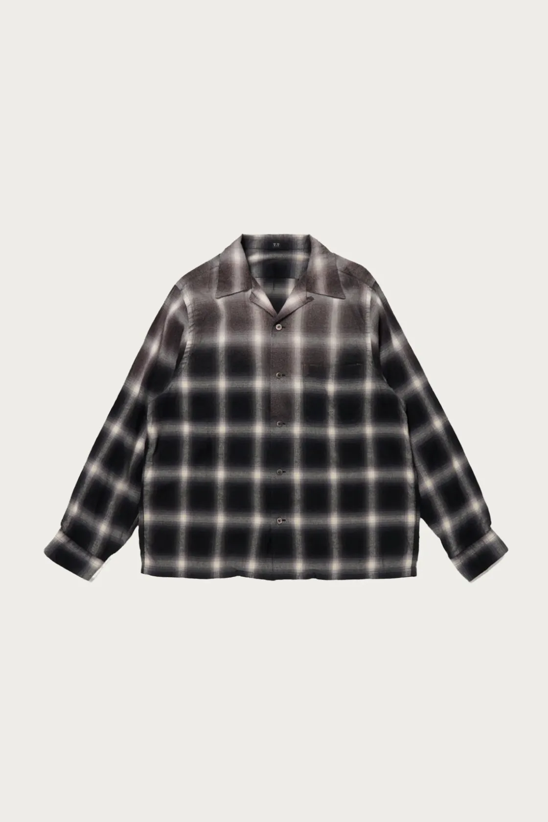 Shirts<Taiga Takahashi Lot. 101 Open Collar Shirt - Bleached Gray Plaid
