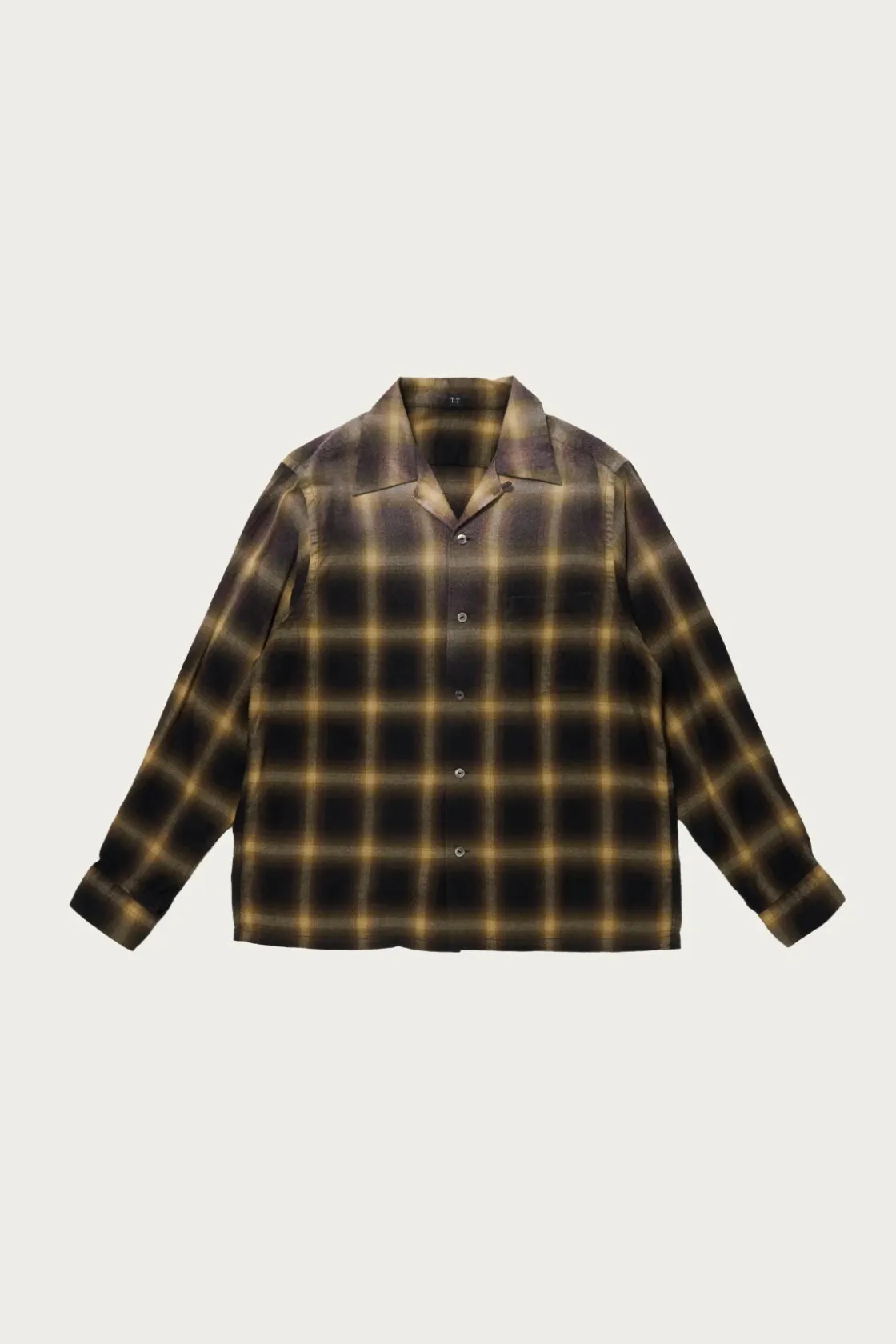 Shirts<Taiga Takahashi Lot. 101 Open Collar Shirt - Bleached Beige Plaid