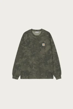 Tees And Sweats<Carhartt Work In Progress L/S Camo Combi T-Shirt - Green/Olive Garment Dyed