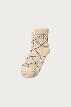 Accessories<Rototo Merino Lambs Wool Room Socks "Beni Ouarain" - Ecru/Black