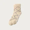 Accessories<Rototo Merino Lambs Wool Room Socks "Beni Ouarain" - Ecru/Blue
