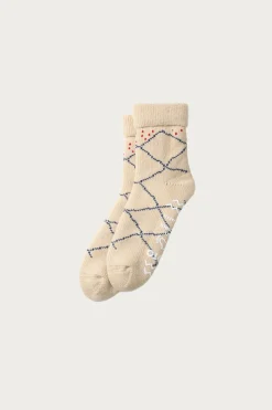 Accessories<Rototo Merino Lambs Wool Room Socks "Beni Ouarain" - Ecru/Blue