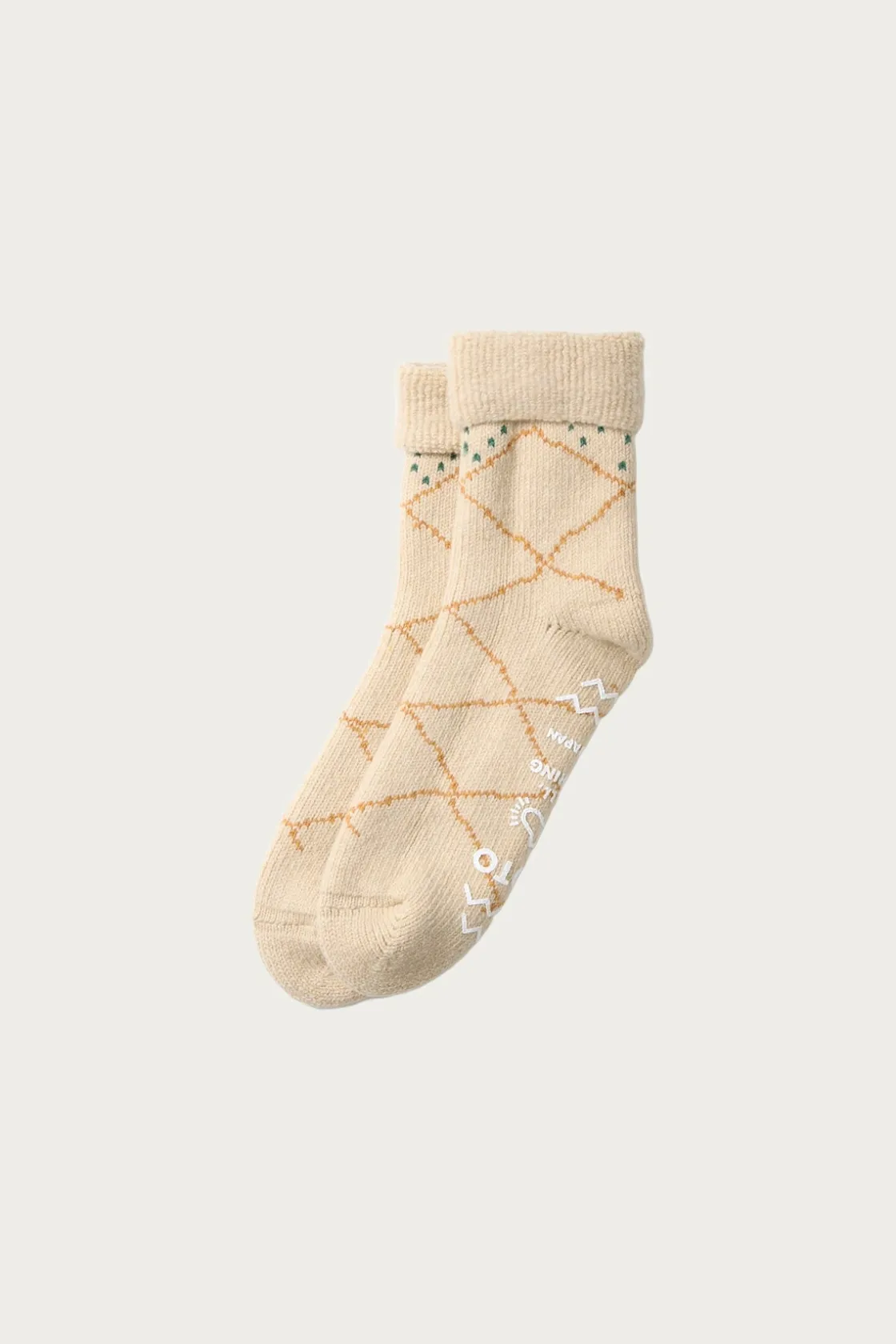 Accessories<Rototo Merino Lambs Wool Room Socks "Beni Ouarain" - Ecru/Yellow