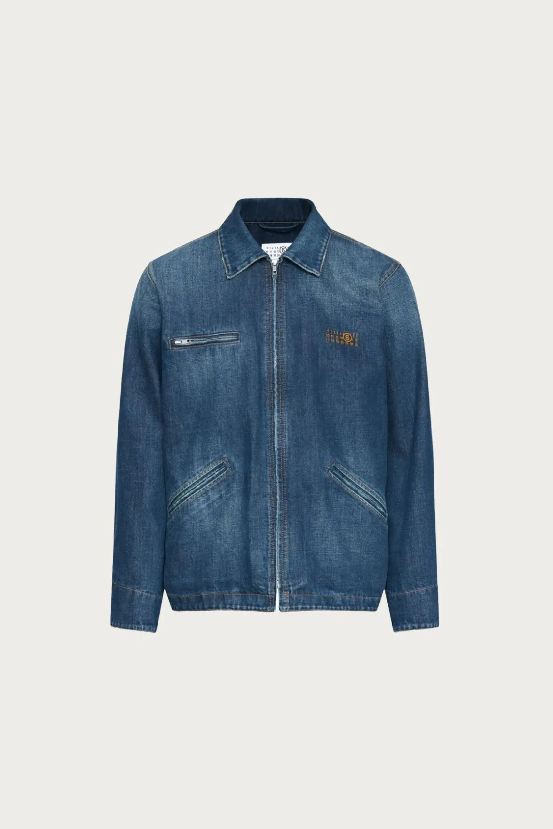 Coats, Jackets, And Vests<MM6 Maison Margiela Numerals Zip Up Denim Jacket - Faded Indigo