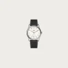 Accessories<Kuoe Watches Old Smith 90-0001 - White Dial/Silver Case/Black Pebbled Leather Strap