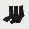 Accessories<Rototo Organic Daily 3 Pack Crew Socks - Black