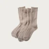 Accessories<Rototo Organic Daily 3 Pack Crew Socks - Grayge