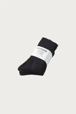 Accessories<Rototo Organic Daily 3-Pack Ribbed Crew - Black