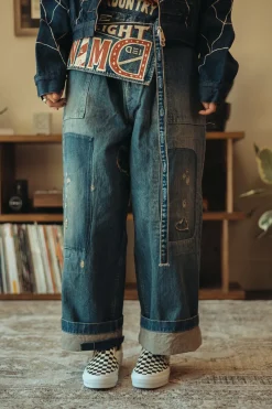 Pants<Kapital 14oz Denim FATIGUE Baggy Pants (RUSHFIELD Remake) - Indigo