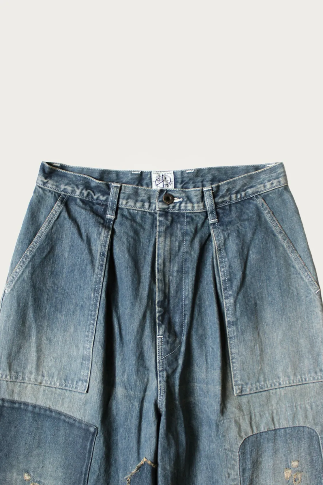 Pants<Kapital 14oz Denim FATIGUE Baggy Pants (RUSHFIELD Remake) - Indigo
