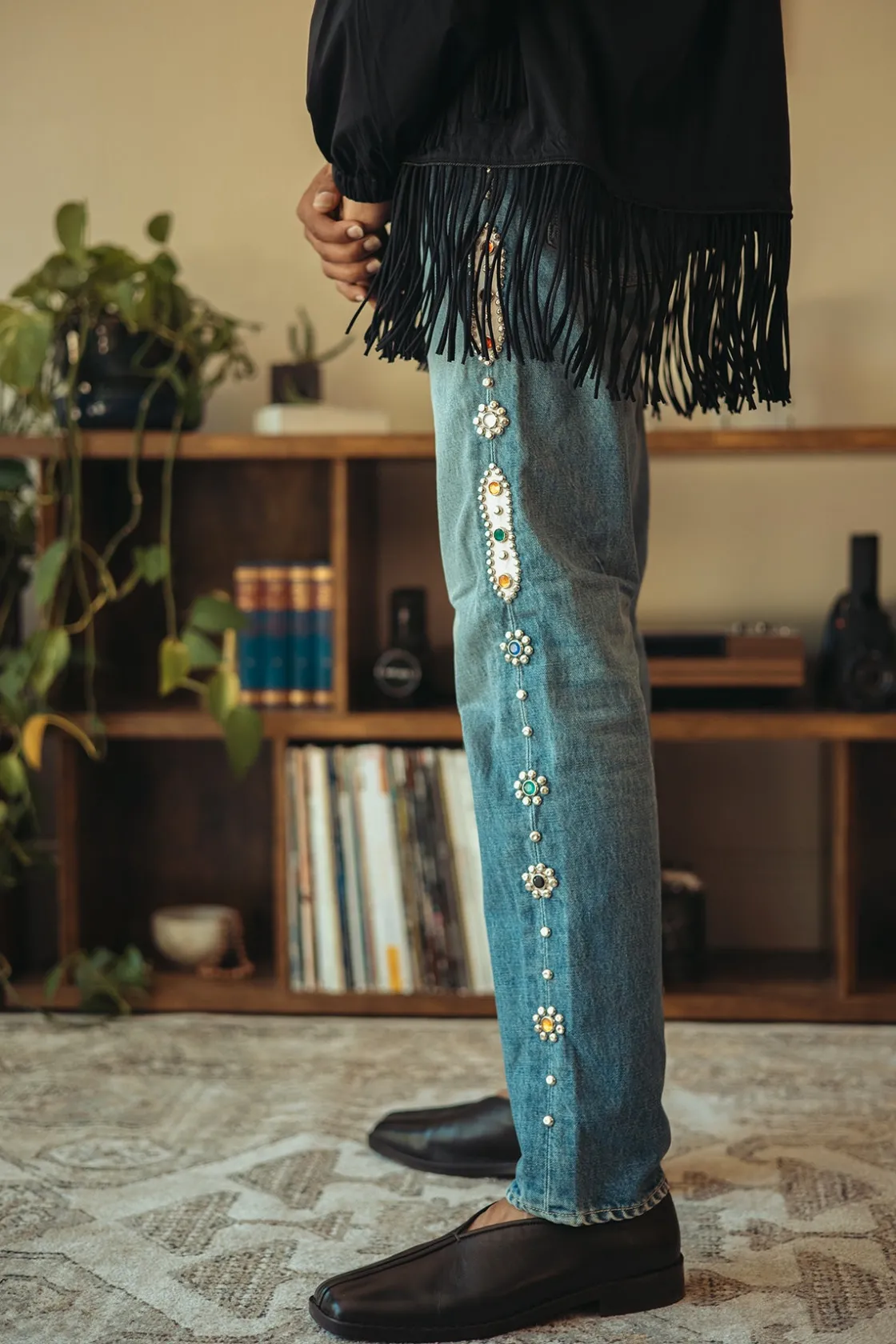 Denim<Kapital 14oz Denim 5p MONKEY CISCO (STUDS) - Indigo