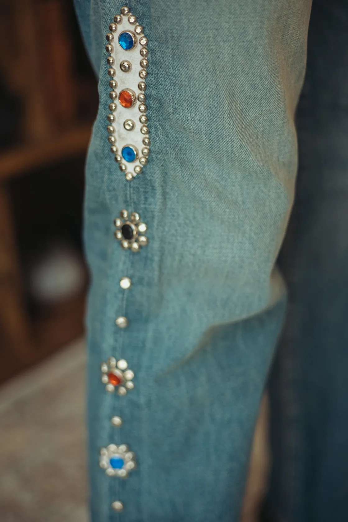 Denim<Kapital 14oz Denim 5p MONKEY CISCO (STUDS) - Indigo