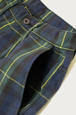 Pants<Kapital 11oz Tartan Check PORT Baggy Pants - Navy