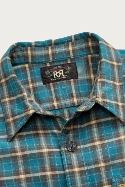Shirts<RRL Plaid Twill Workshirt - Teal/Multi