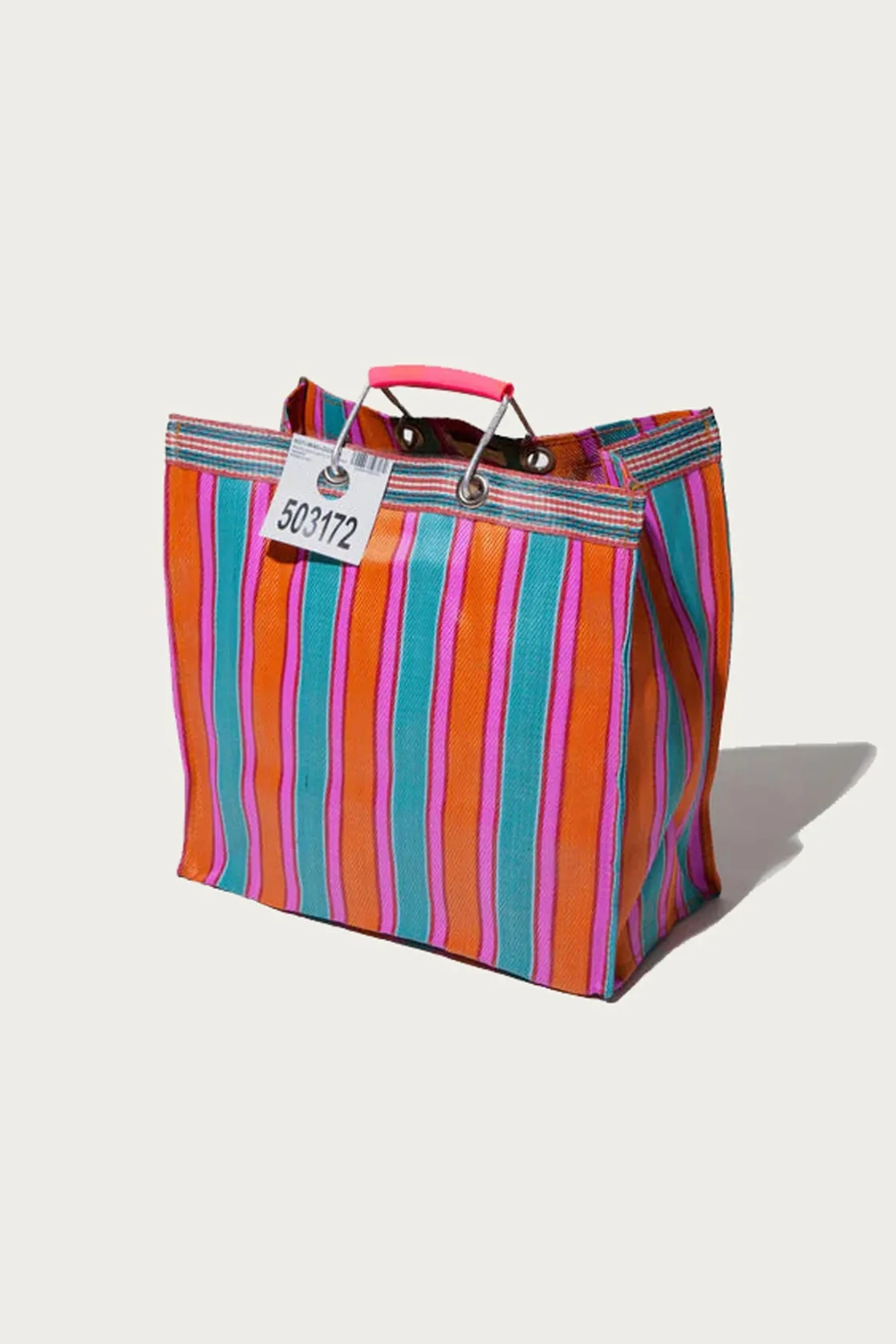Accessories<Puebco Recycled Plastic Stripe Bag Square - Orange/Pink