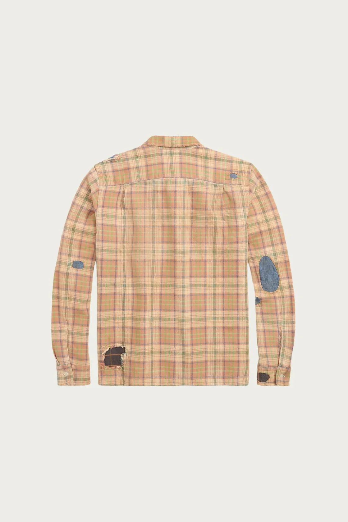 Shirts<RRL Repaired Plaid Twill Camp Shirt - Orange/Multi