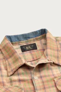Shirts<RRL Repaired Plaid Twill Camp Shirt - Orange/Multi