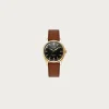 Accessories<Kuoe Watches Royal Smith 90-006 - Black Dial/Gold Case/Brown Leather Strap