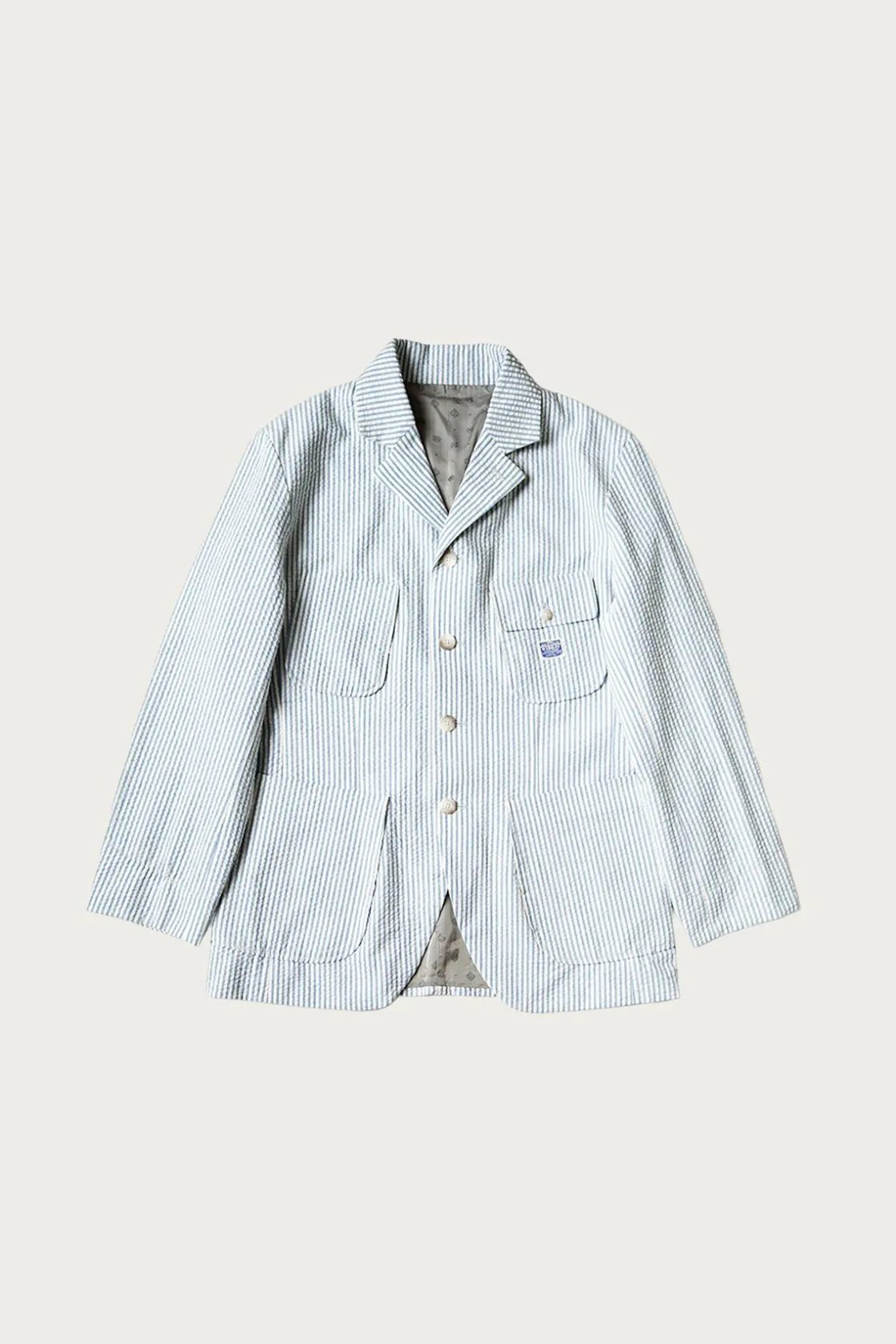 Coats, Jackets, And Vests<Kapital Seersucker LUMBER SUIT JKT - Sax