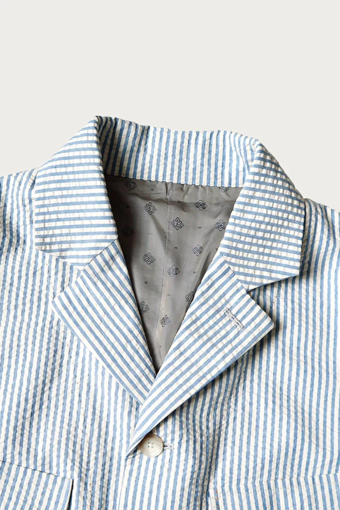 Coats, Jackets, And Vests<Kapital Seersucker LUMBER SUIT JKT - Sax