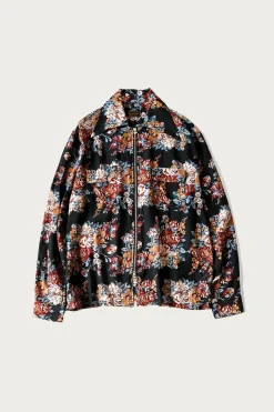Shirts<Kapital Silk Rayon CHAMPETRE MARIA DRIZZLE Open Collar Shirt - Black