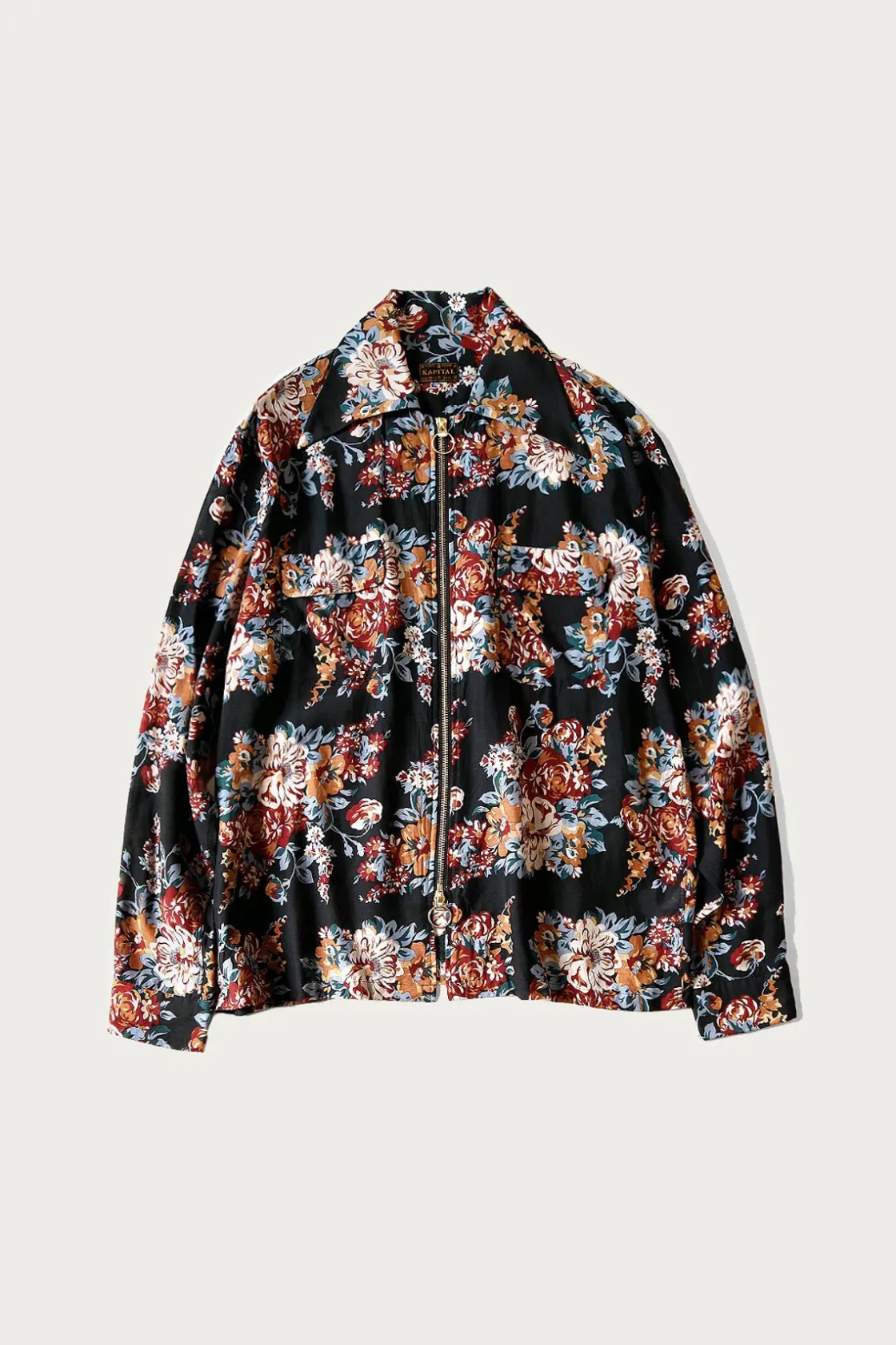 Shirts<Kapital Silk Rayon CHAMPETRE MARIA DRIZZLE Open Collar Shirt - Black