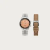 Accessories<Kuoe Watches Sombrero 90-011 - Salmon Pink Linen Textured Dial/Stainless Bracelet + Extra Leather Strap