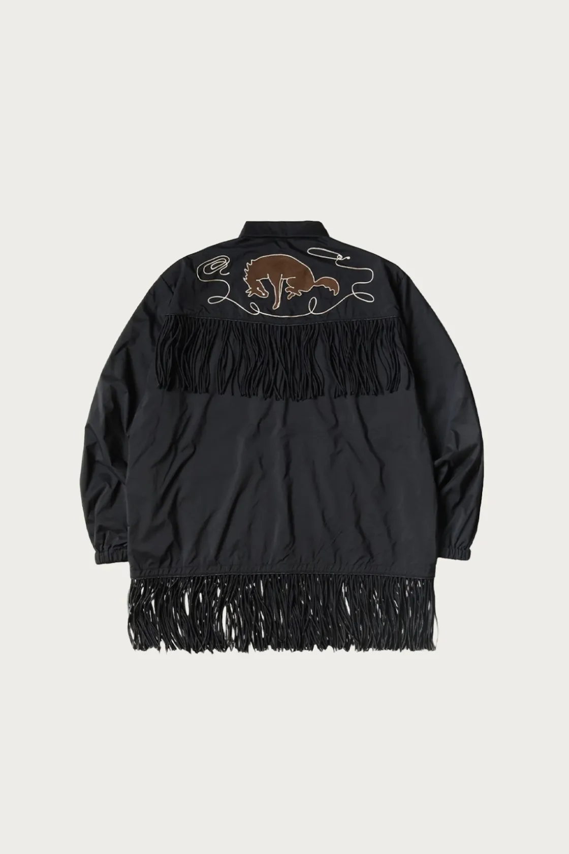 Coats, Jackets, And Vests<Kapital Stretch Nylon Fringed Coach JKT - Black