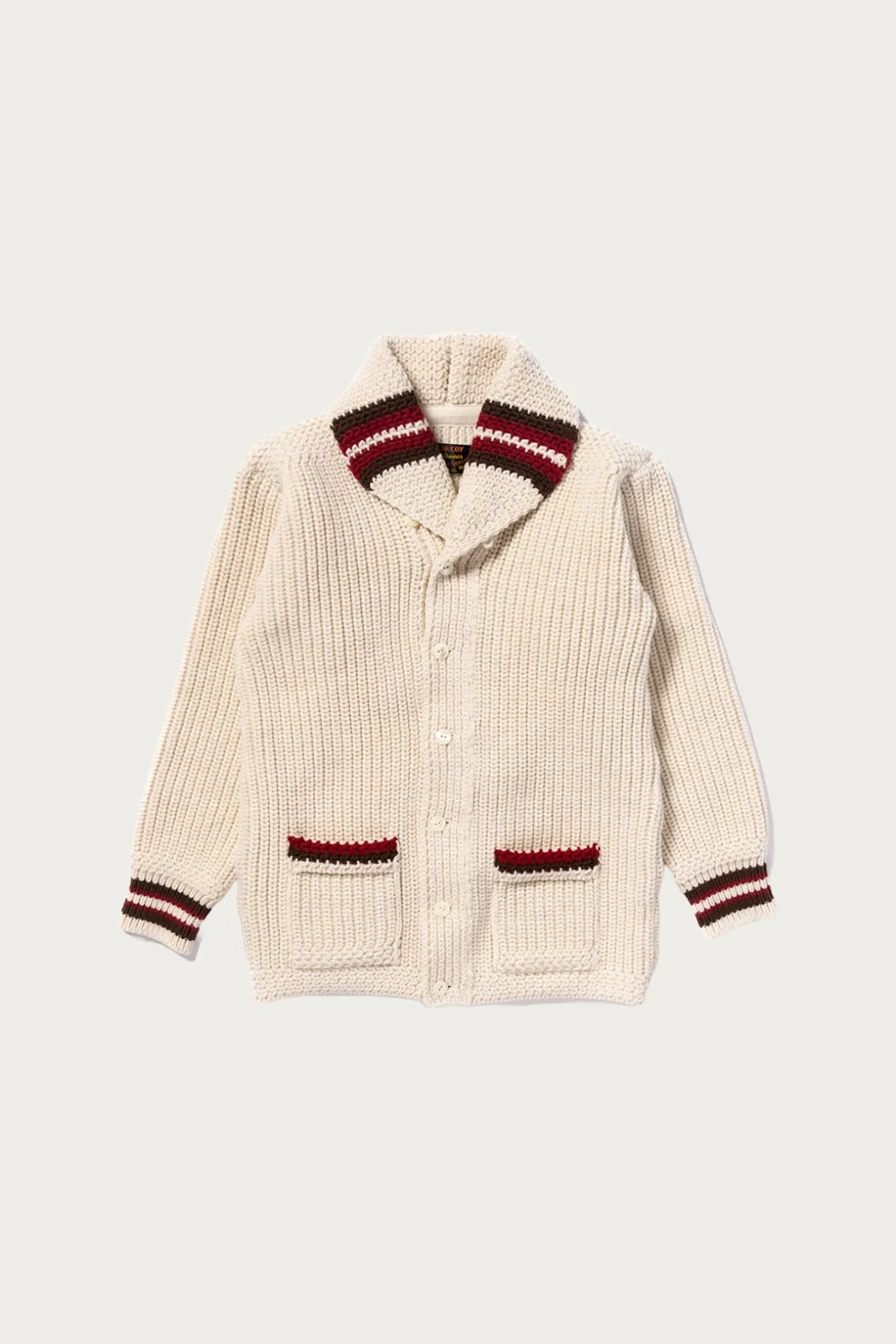 Sweaters<The Real McCoys Striped Shawl Collar Cardigan - Ecru
