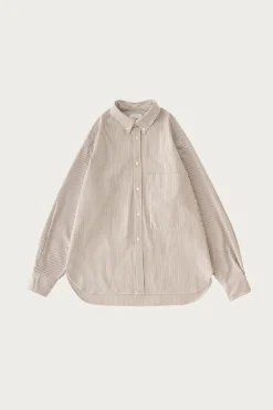Shirts<Beams Plus Studio Nicholson x Beams+ Lisa Oxford Shirt - Brown/White Stripe