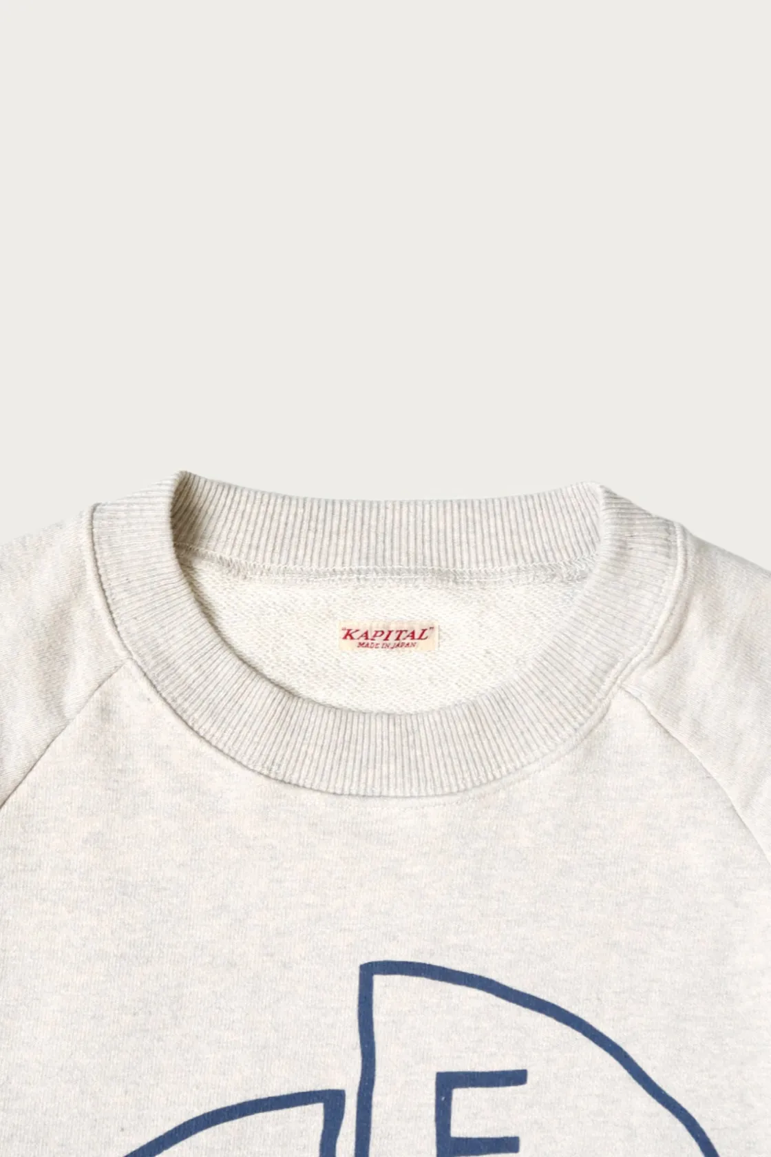 Sweaters<Kapital TOP SWT Knit Raglan Crew SWT (TH.D.D.PEACE) - Natural