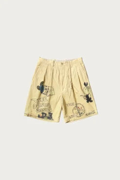 Shorts<Kapital 14W Corduroy IVY Short Pants (Memorial Paint Model) - Light Yellow