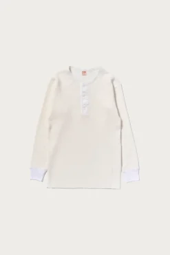 Tees And Sweats<The Real McCoys Waffle Thermal Henley Undershirt L/S - White