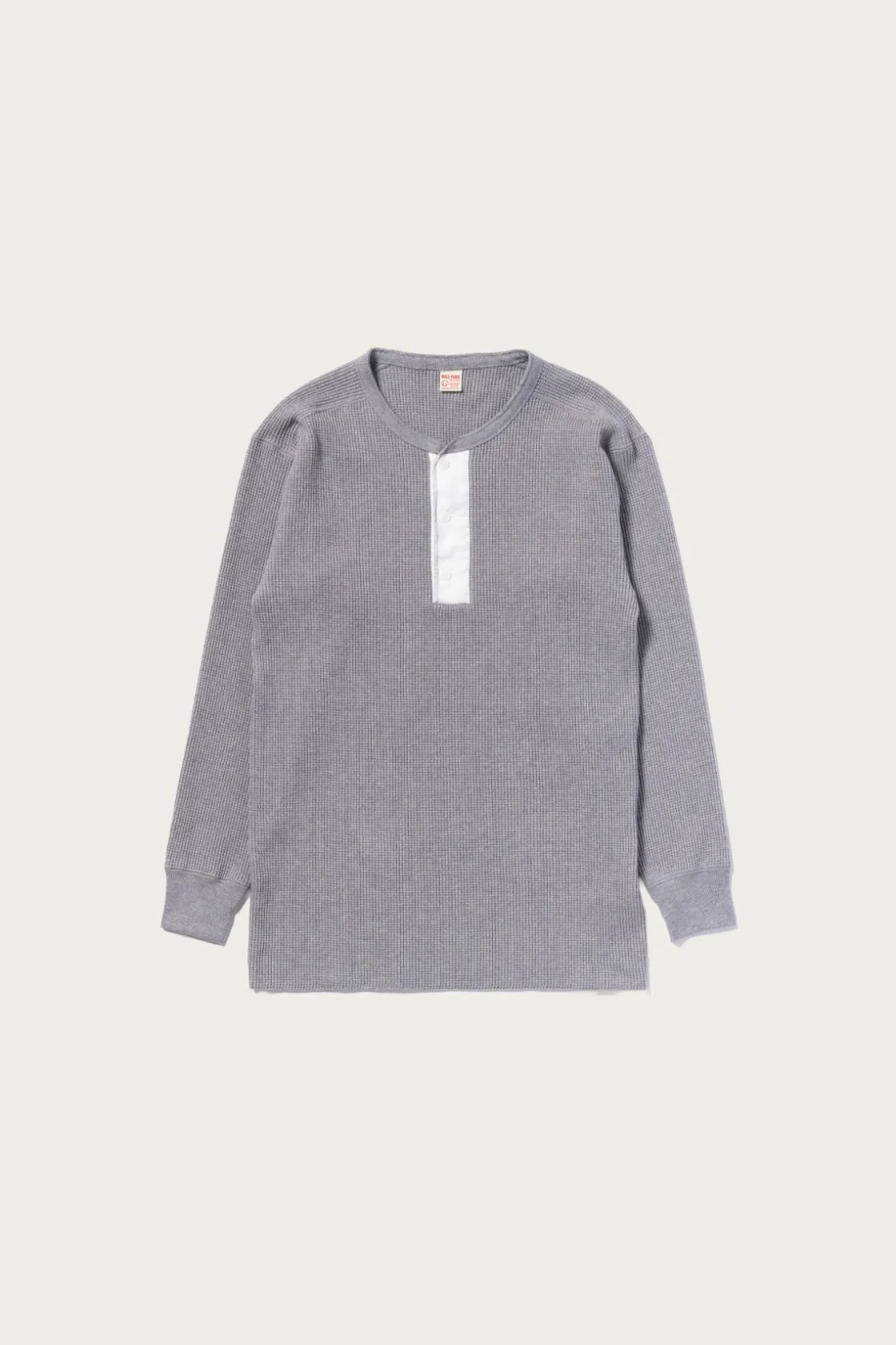 Tees And Sweats<The Real McCoys Waffle Thermal Henley Undershirt L/S - Medium Grey