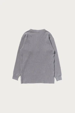Tees And Sweats<The Real McCoys Waffle Thermal Henley Undershirt L/S - Medium Grey