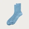 Accessories<Rototo Washi/Recycled Cotton Rib Crew Socks - Sax