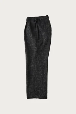 Pants<CONFECT Wool Cotton Linen Melange Tweed Trousers - Black